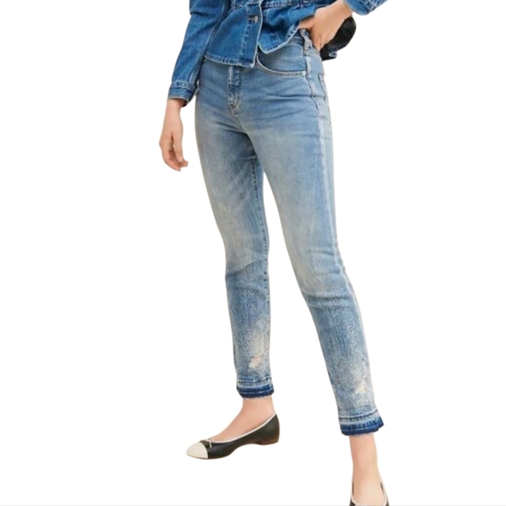 Anthropologie Pilcro high-rise distressed raw hem Slim Skinny cigarette jeans